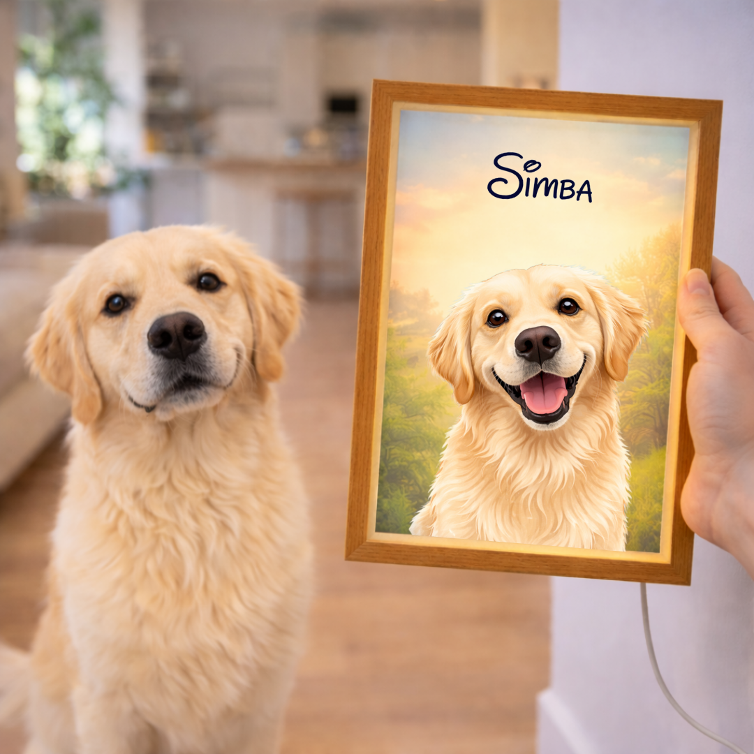 Cuadro Personalizado de Mascota con Luz LED